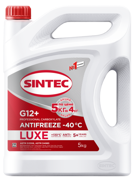 Антифриз Sintec Lux -40 G12+ красный АКЦИЯ 5L по цене 4L